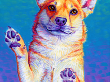Colorful painting of a dog