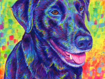 Colorful painting of a Labrador Retreiver dog