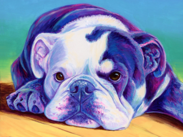 Colorful painting of an English Bulldog