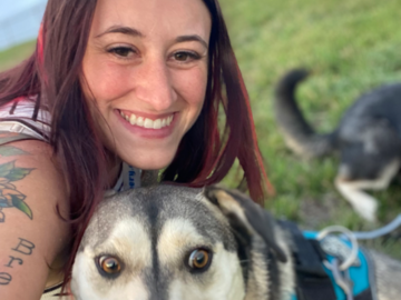 Driver with a husky