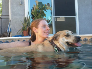 Swimming with puppies!
