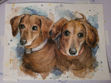 Dachshunds in Watercolor 