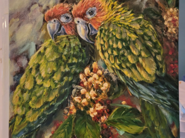 Parakeets, in Oil