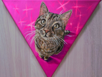 Cat portrait on 12" triangle canvas