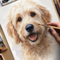 100% Handmade Watercolor Pet Portrait from Photo - Nationwide