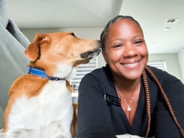 Myself and one of my fosters the day he was leaving for his freedom ride to NC