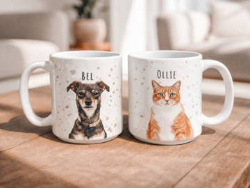 Custom pet portrait mug