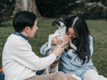 Lucky and her wonderful humans at Alamo Square park in San Francisco