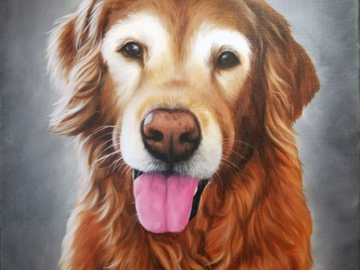 Golden Retriever Portrait Painting