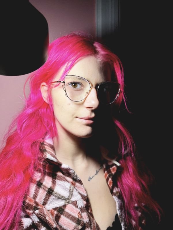 Girl in the pink room 