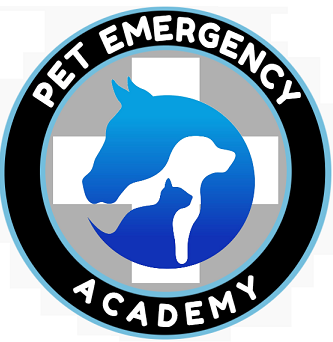Pet emergency education on demand academy   black white blue logo 2023   profile image