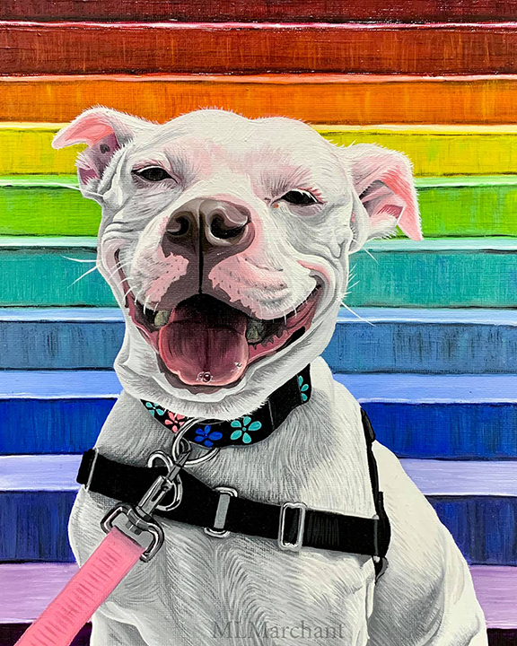 Pit bull dog painting sm